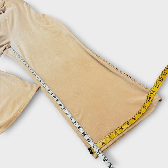 Daisy Fuentes Velvet Plush Hoodie Lounge Sweatpants Set Wide Leg Womens 1X Beige - Picture 11 of 12